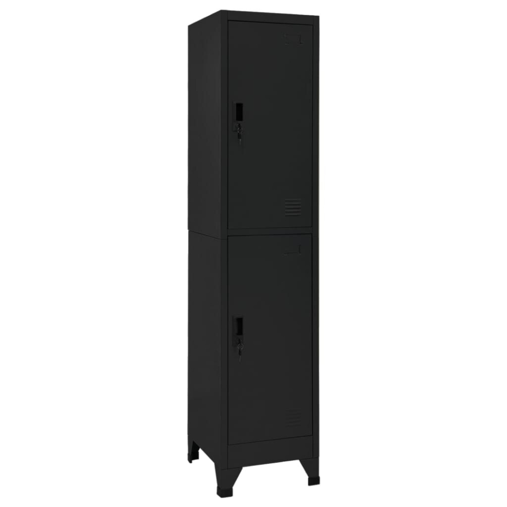 vidaXL Locker Cabinet Black 45 cm Steel Storage Home Office Cabinet Furniture