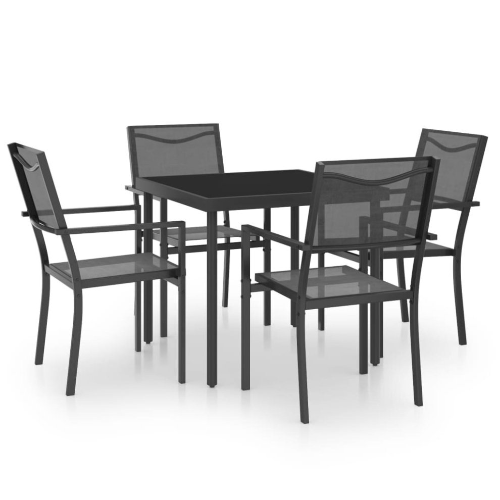 vidaXL Outdoor Dining Set 5 Piece Steel Garden Patio Dinner Table and Chair