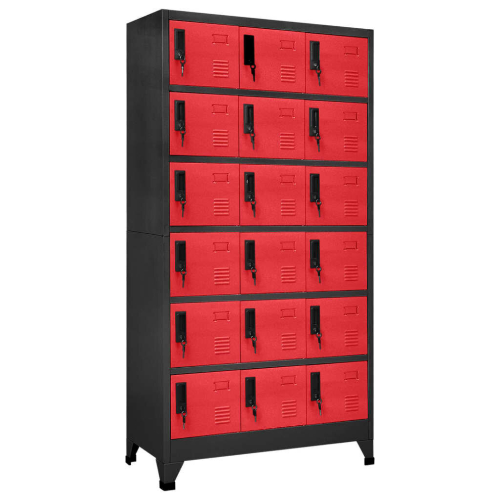 Vidaxl Locker Cabinet Anthracite And Red Steel Storage Filling Sorting Cabinet