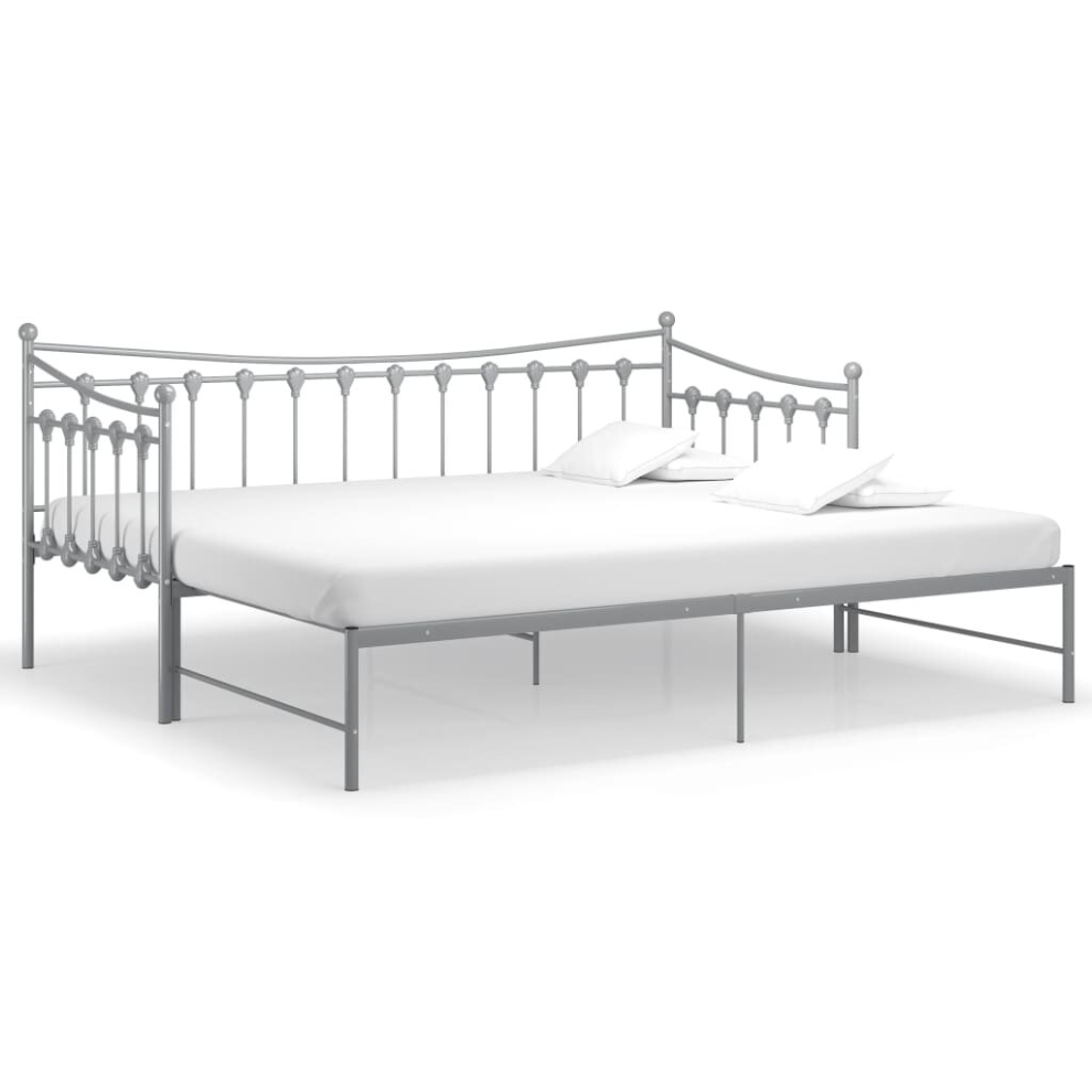 vidaXL Pull-out Sofa Bed Frame Grey Metal For Day Sleeping Guest Sleepover