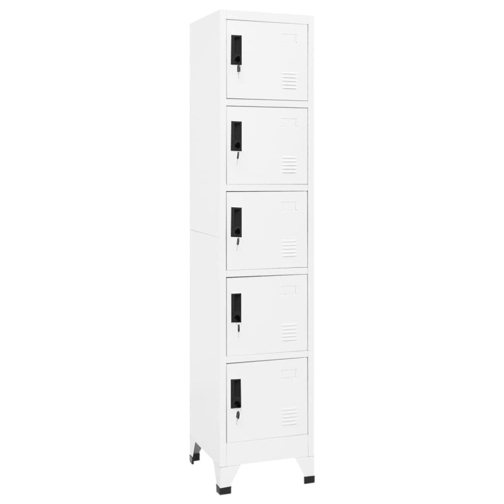 vidaXL Locker Cabinet White 40 cm Steel Storage Home Office Cabinet Furniture