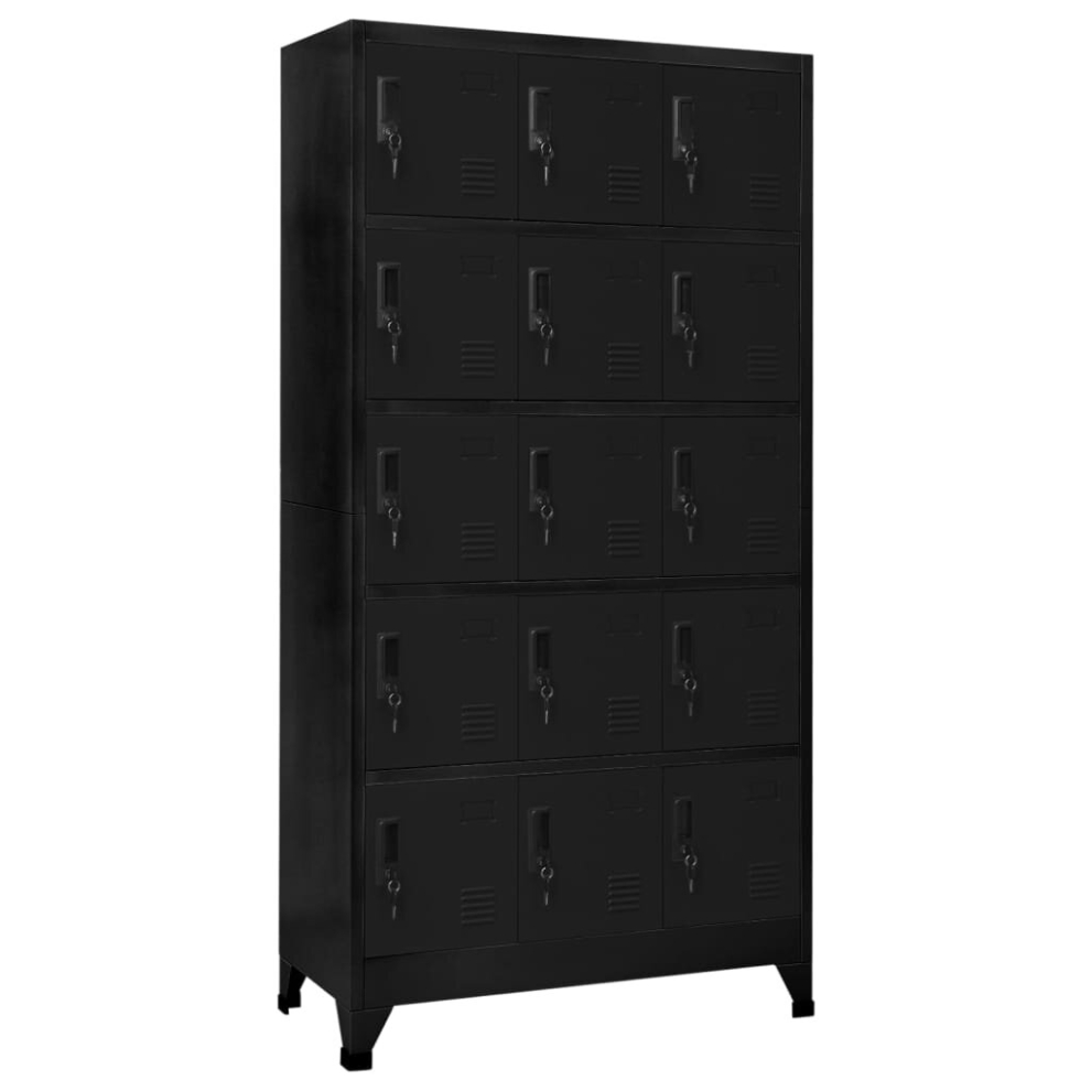 vidaXL Locker Cabinet Black Steel Office Indoor Storage Filing Cabinet Locker