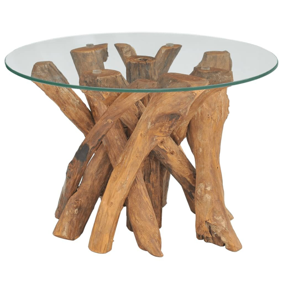 vidaXL Solid Teak Driftwood Coffee Table 60cm Living Room Side Tea Desk Stand