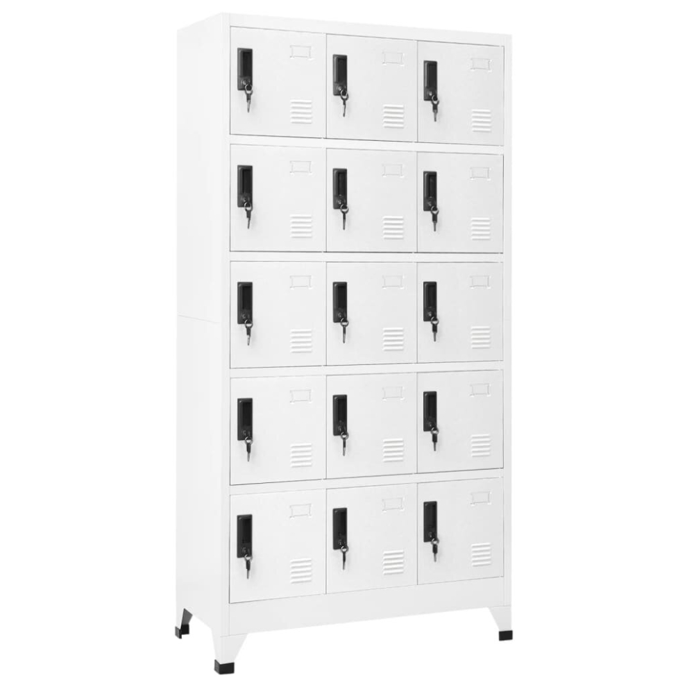 Vidaxl Locker Cabinet White Steel Office Indoor Storage Filing Cabinet Locker