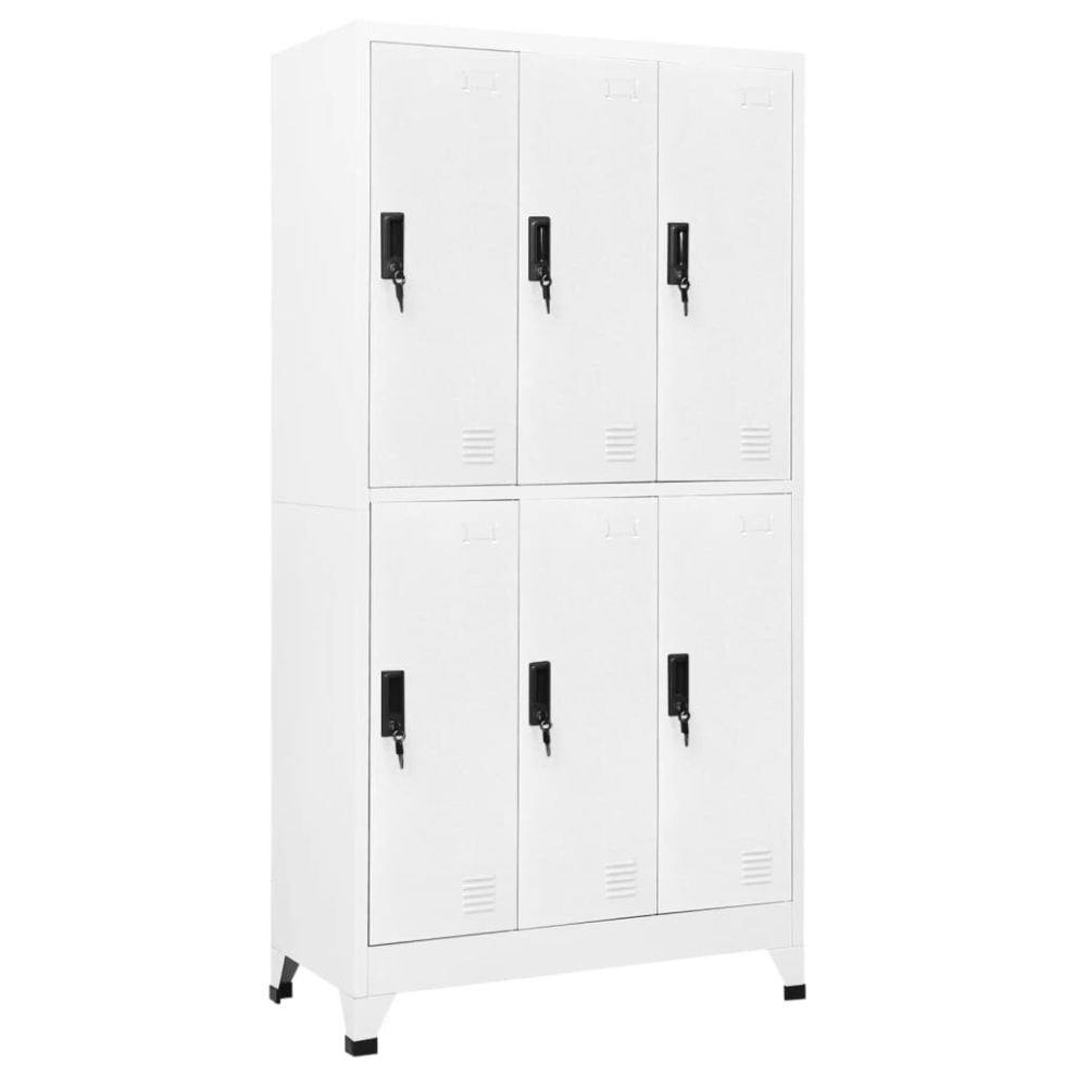 Vidaxl Locker Cabinet White Steel Office Storage Locker Cabinet Furniture