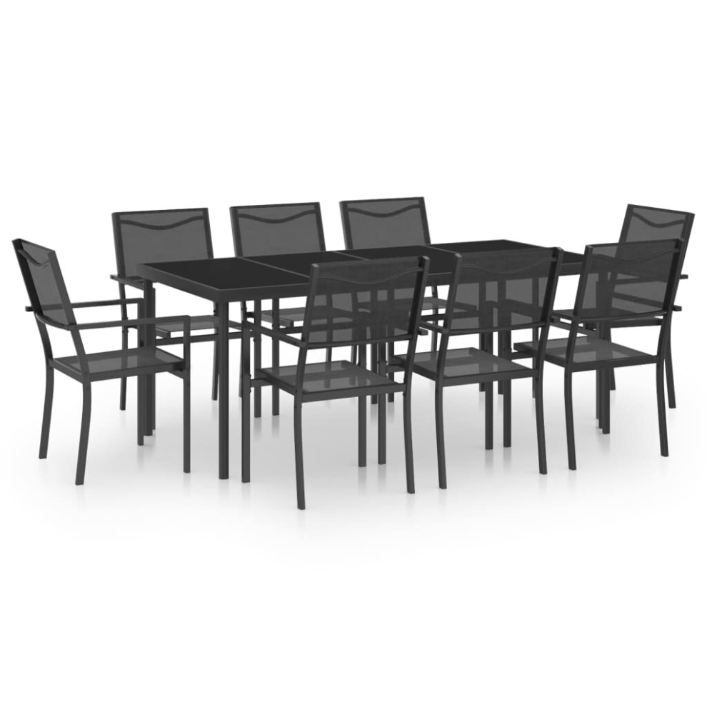 vidaXL Outdoor Dining Set 9 Piece Steel Garden Patio Dinner Table and Chair