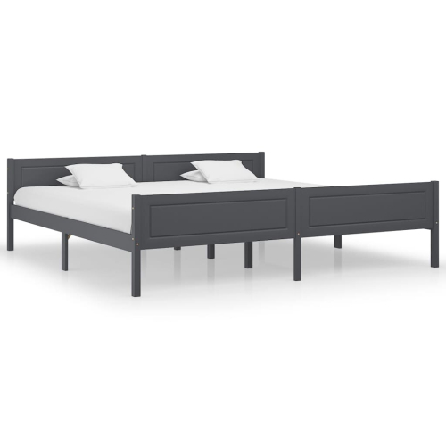 VidaXL vidaXL Solid Wood Pine Bed Frame Grey 200x200 cm Wooden Bedstead Bed Base