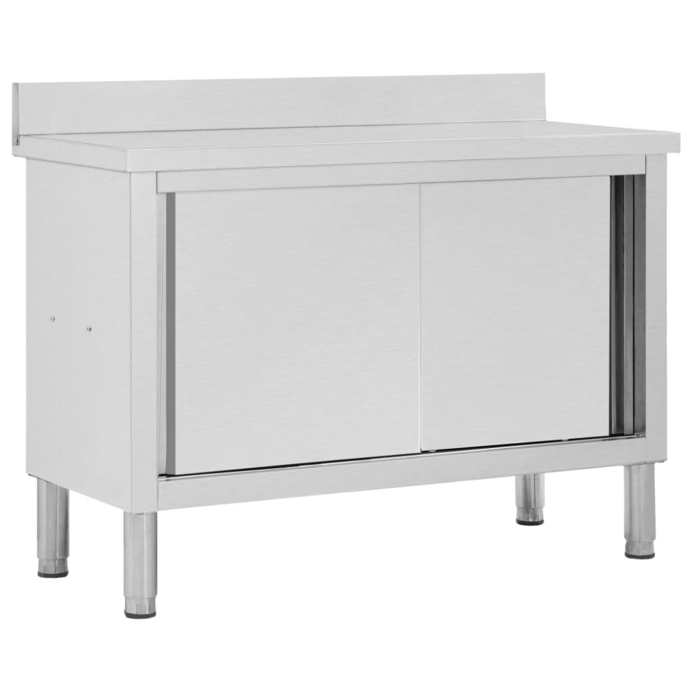 vidaXL Work Table with Sliding Doors 120cm Working Storage Cabinet Kitchen