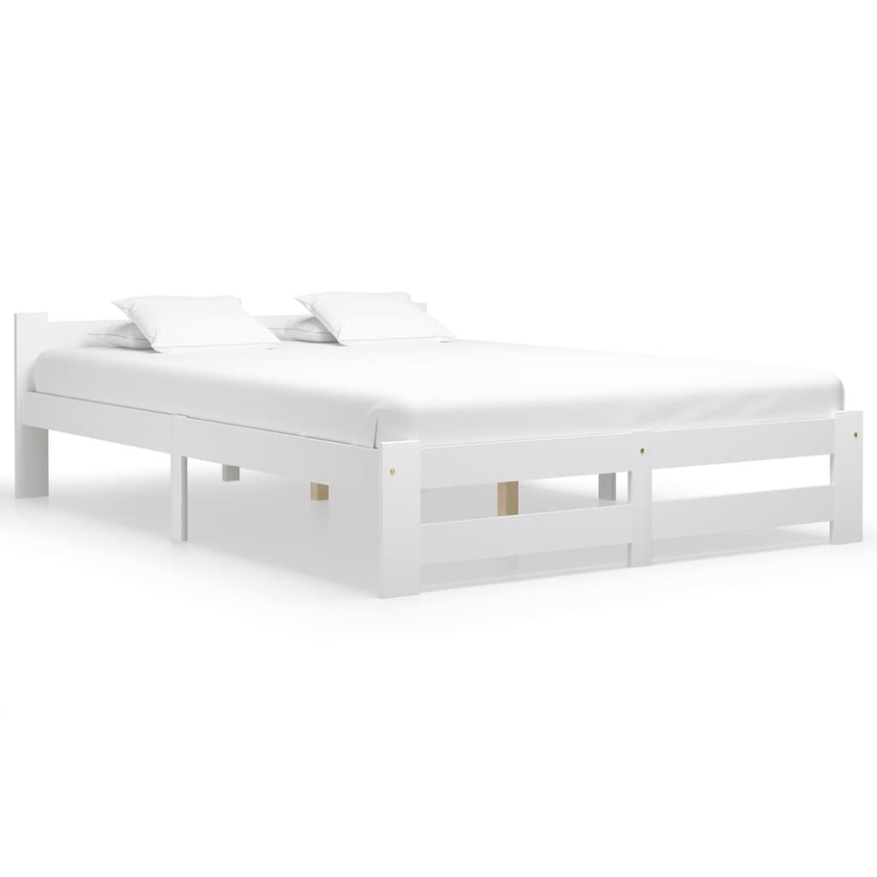 Vidaxl Bed Frame Bed Base Bedstead White Solid Pine Wood 180X200 Cm Super King