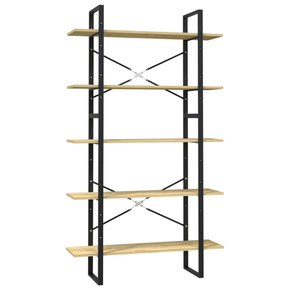 vidaXL Pinewood 5-Tier Book Cabinet Home Living Room Bookshelf Storage Rack