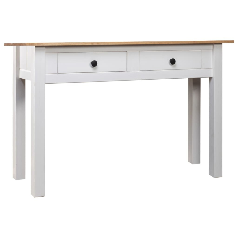 vidaXL Solid Wood Pine Console Table White Panama Range Drawers Hall Table