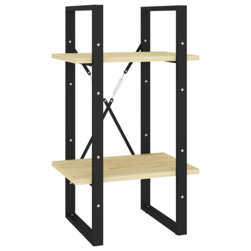 VidaXL vidaXL Solid Pine Wood 2-Tier Book Cabinet Home Office Storage Rack Bookcase
