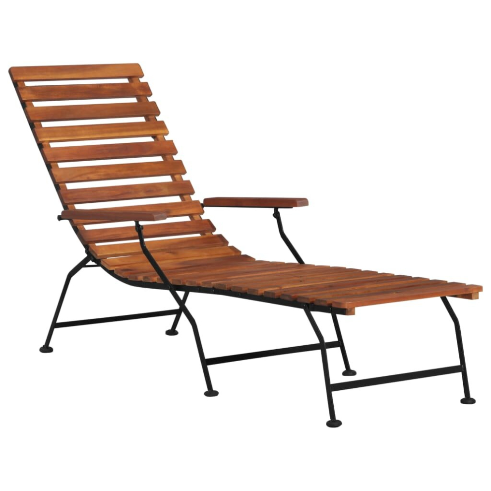 vidaXL Solid Acacia Wood Outdoor Deck Chair Garden Sun Lounger with Footrest