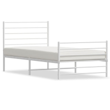 (white, 90 x 190 cm/with headboard & footboard) vidaXL Metal Bed Frame with Headboard Bed Base Mattress Foundation Bedstead