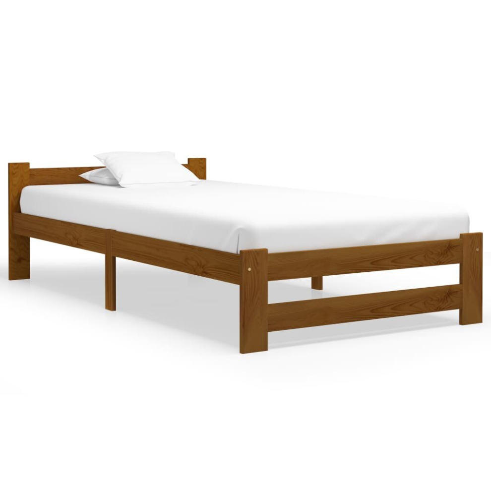 Vidaxl Solid Pine Wood Bed Frame Honey Brown 90X200 Cm Bedroom Furniture Home