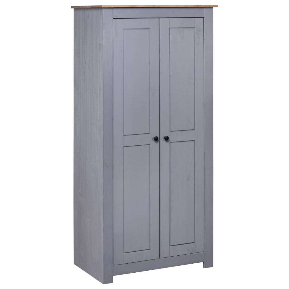 vidaXL Solid Pine Panama Range Wardrobe Grey Clothes Bedroom Cabinet Closet