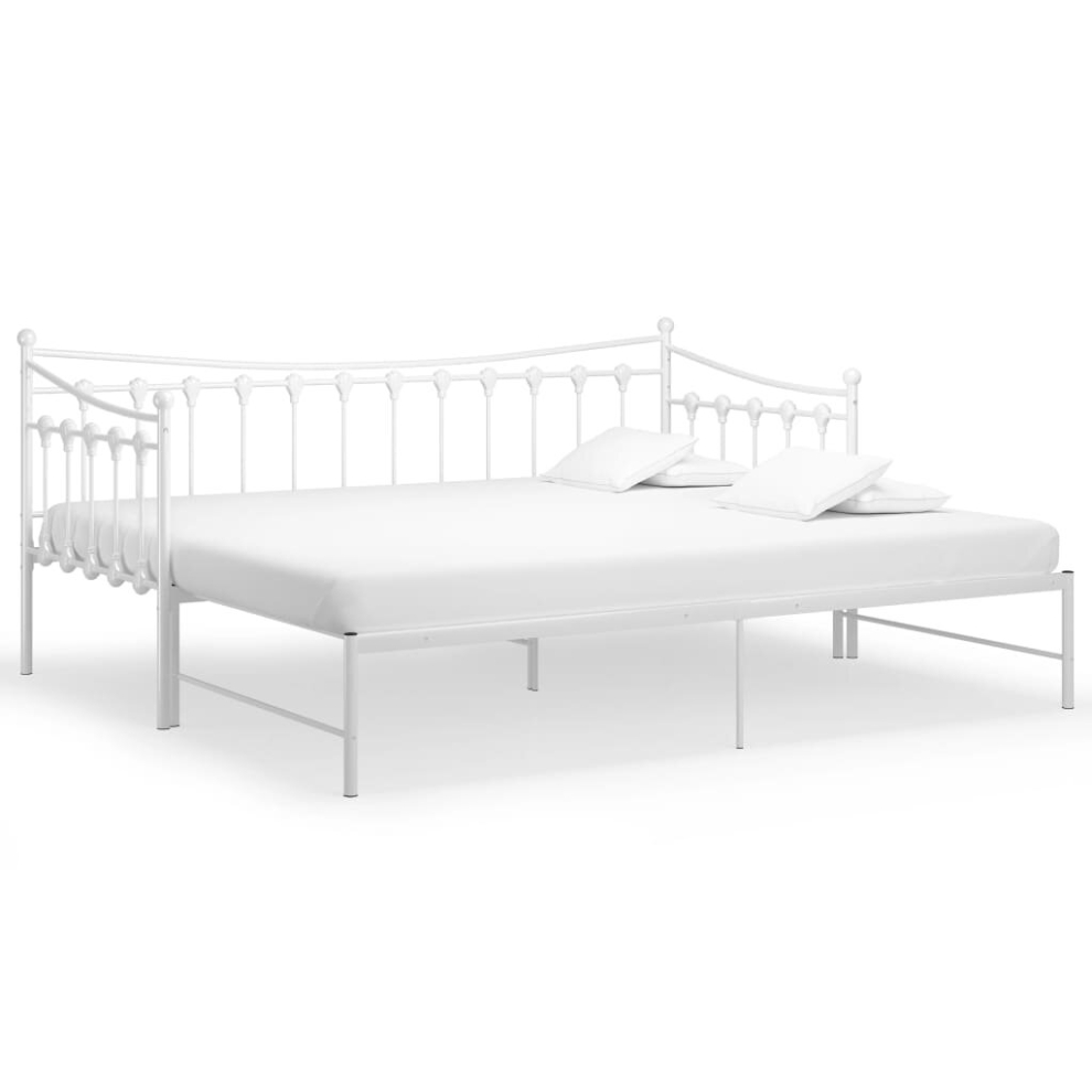 vidaXL Pull-out Sofa Bed Frame White Metal For Day Sleeping Guest Sleepover