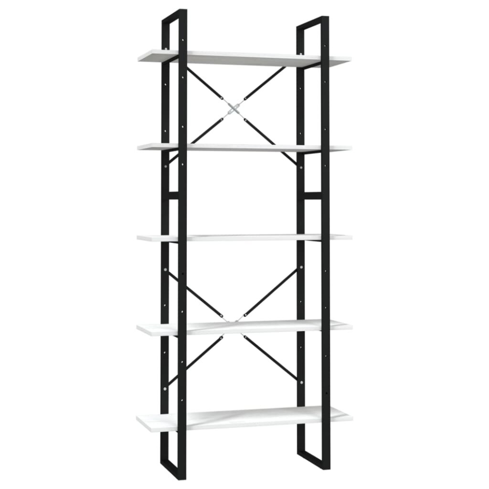 Vidaxl Pinewood 5-Tier Book Cabinet Bookcase Bookshelf Storage Rack White