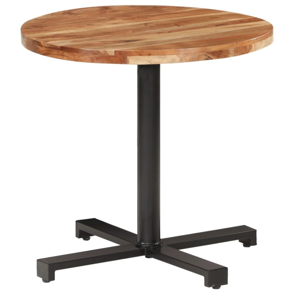 vidaXL Solid Acacia Wood Bistro Table Round Ã80 cm Wooden Dining Pub Table