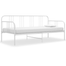 vidaXL Sofa Bed Frame White Metal 90x200 cm Bedroom Day Bed Base Bedstead Sofa