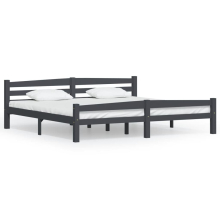 vidaXL Solid Wood Pine Bed Frame Dark Grey 200x200 cm Bedroom Wooden Bed Base