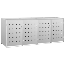 vidaXL Quadruple Wheelie Bin Shed 240L Stainless Steel Garbage Bin Box Outdoor