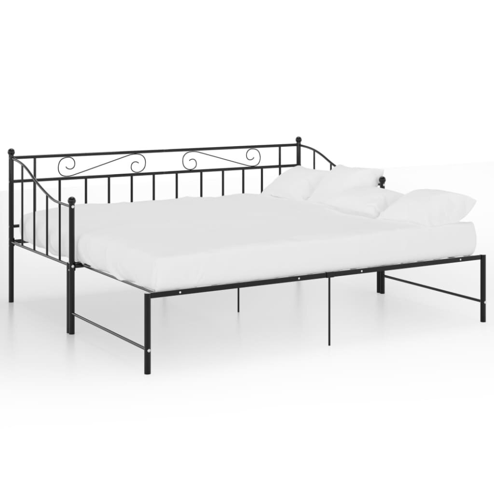 vidaXL Pull-out Sofa Bed Frame Black Metal for Day Sleeping Guest Sleepover