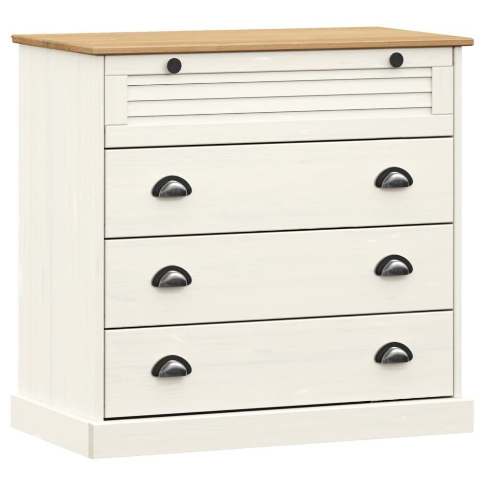 (white) vidaXL Chest of Drawers Wooden Sideboard Storage Cabinet VIGO Solid Wood Pine