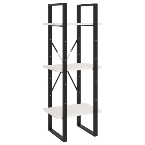 VidaXL vidaXL Solid Pinewood 3-Tier Book Cabinet White Home Storage Rack Bookcase