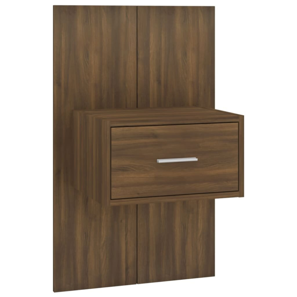 (brown oak, 1) vidaXL Wall Bedside Cabinet Floating Nightstand Bedside Unit Hanging Cabinet