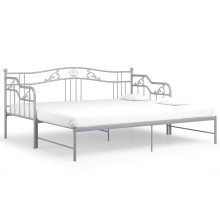 vidaXL Pull-out Sofa Bed Frame Grey Metal for Day Sleeping Sleepover Guest