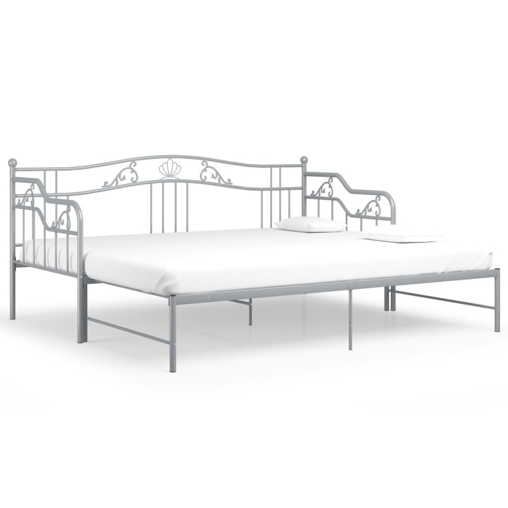 vidaXL Pull-out Sofa Bed Frame Grey Metal For Day Sleeping Sleepover Guest