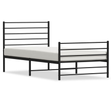 (black, 90 x 190 cm/with headboard & footboard) vidaXL Metal Bed Frame with Headboard Bed Base Mattress Foundation Bedstead