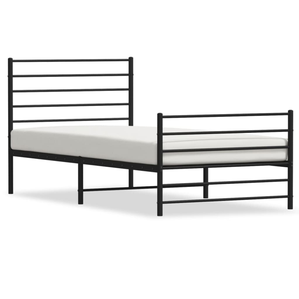 Vidaxl (Black, 90 X 190 Cm/With Headboard & Footboard) Metal Bed Frame With Headboard Bed Base Mattress Foundation Bedstead