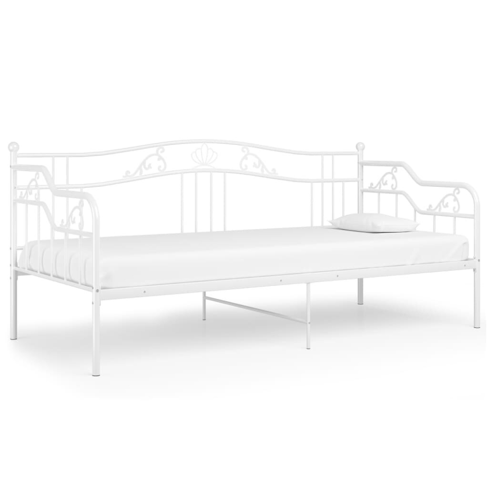 vidaXL Sofa Bed Frame White Metal for Day Sleeping Sleepover Guest Resting