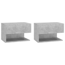 (concrete grey, 2) vidaXL Wall Bedside Cabinet Floating Nightstand Bedside Unit Hanging Cabinet