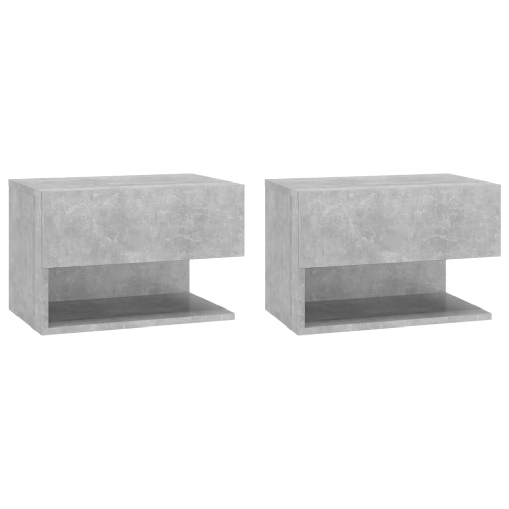 Vidaxl (Concrete Grey, 2) Wall Bedside Cabinet Floating Nightstand Bedside Unit Hanging Cabinet