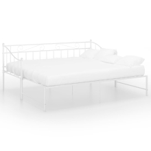 vidaXL Pull-out Sofa Bed Frame White Metal for Day Sleeping Guest Sleepover