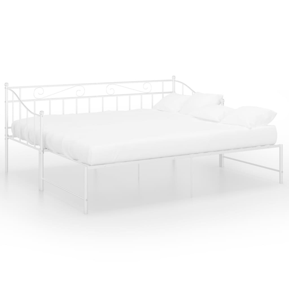 vidaXL Pull-out Sofa Bed Frame White Metal for Day Sleeping Guest Sleepover