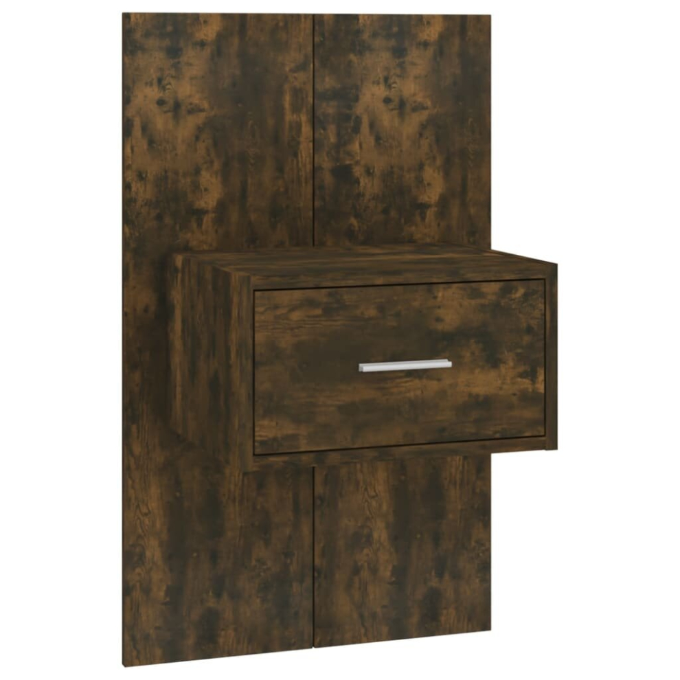 (smoked oak, 1) vidaXL Wall Bedside Cabinet Floating Nightstand Bedside Unit Hanging Cabinet