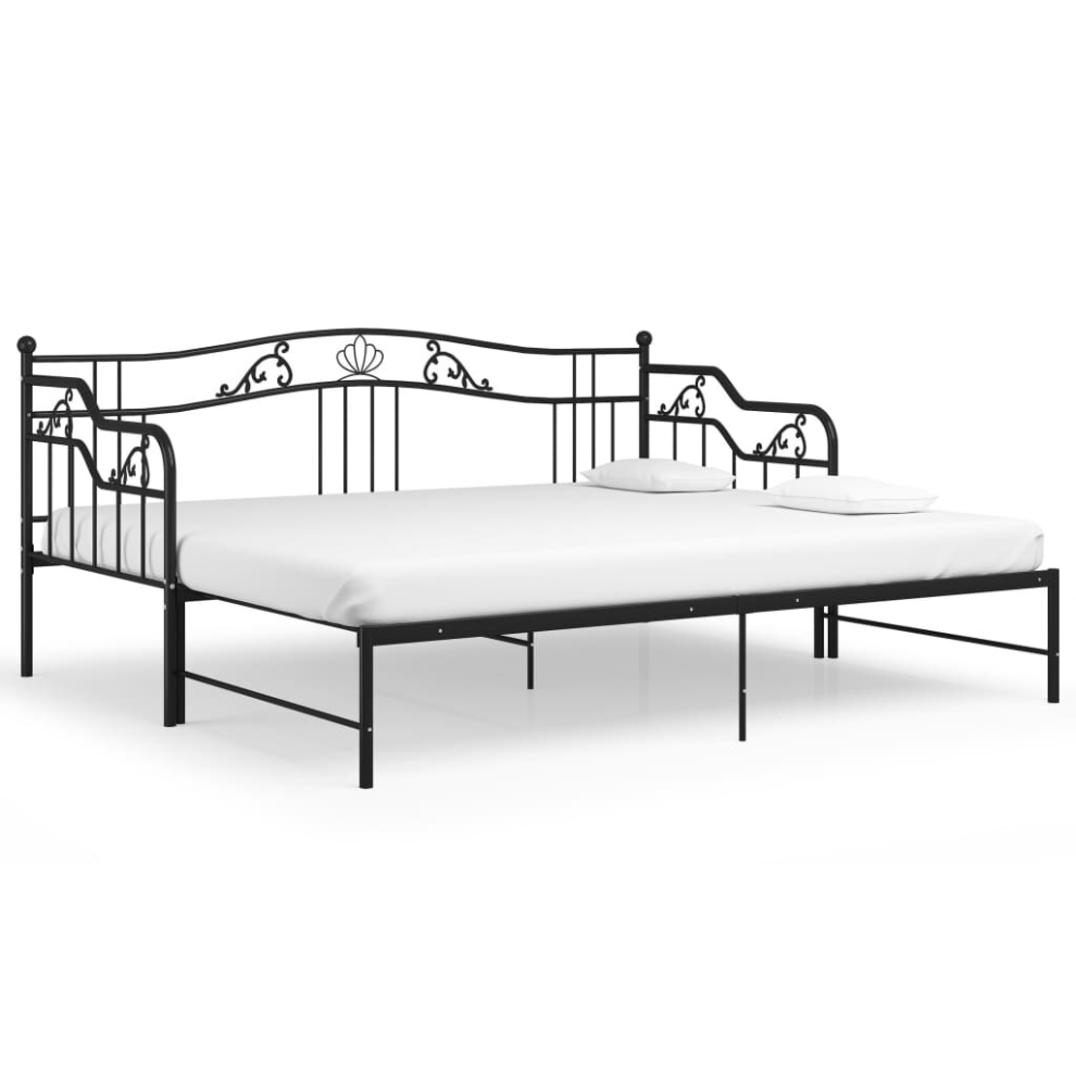 vidaXL Pull-out Sofa Bed Frame Black Metal for Day Sleeping Sleepover Guest