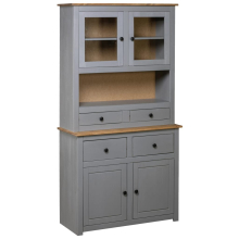 vidaXL Solid Wood Pine Panama Range Highboard Grey Wooden Furniture Cabinet