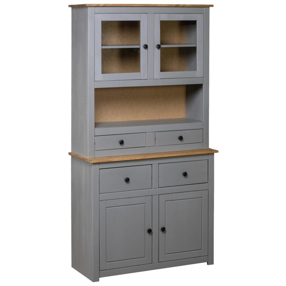 Vidaxl Solid Wood Pine Panama Range Highboard Grey Wooden Furniture Cabinet