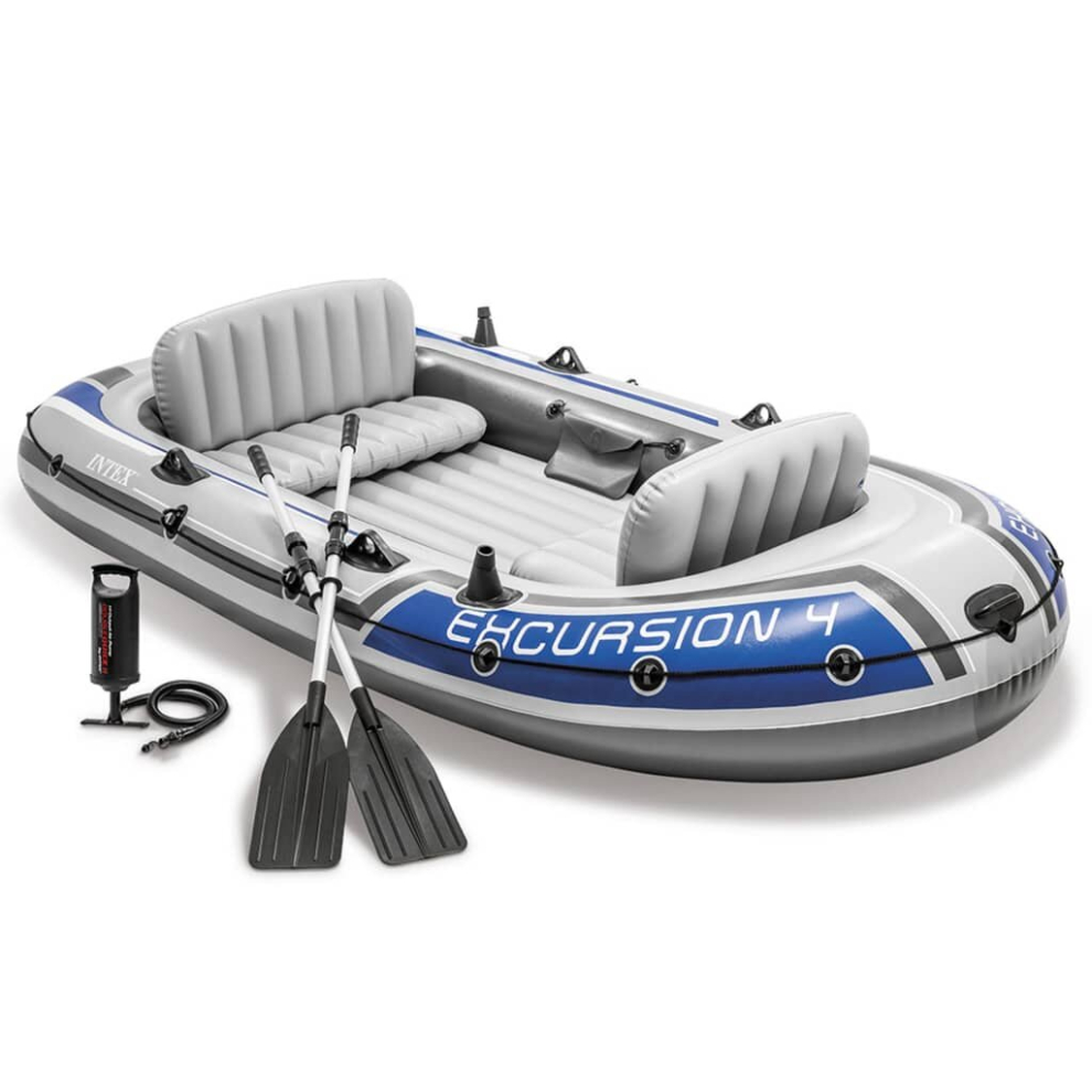 Intex (4 Person Boat Set) Inflatable Boat Canoe With Oars And Pump Dinghy Challenger Kayak Raft
