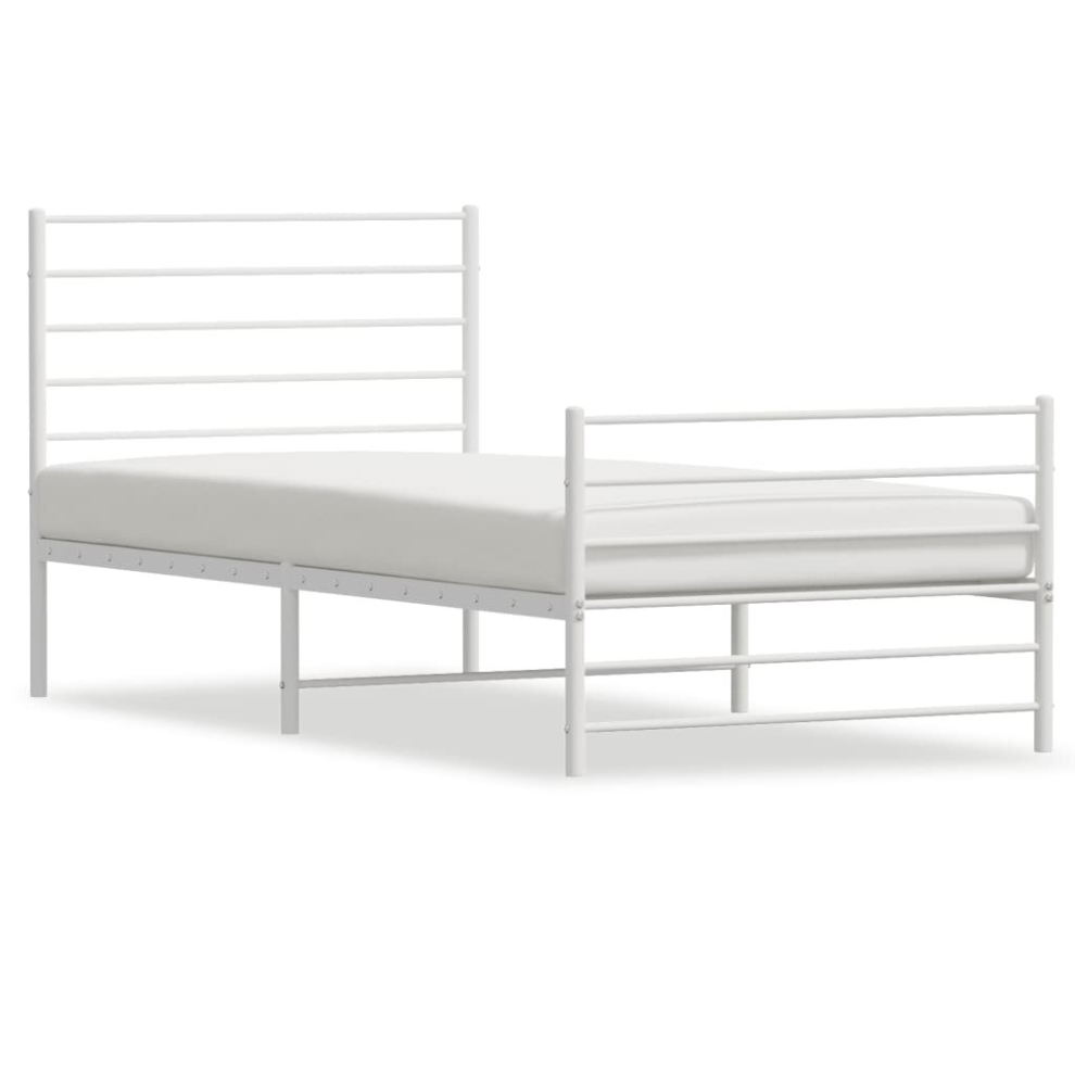 (white, 90 X 200 cm/with Headboard & footboard) vidaXL Metal Bed Frame With Headboard Bed Base Mattress Foundation Bedstead