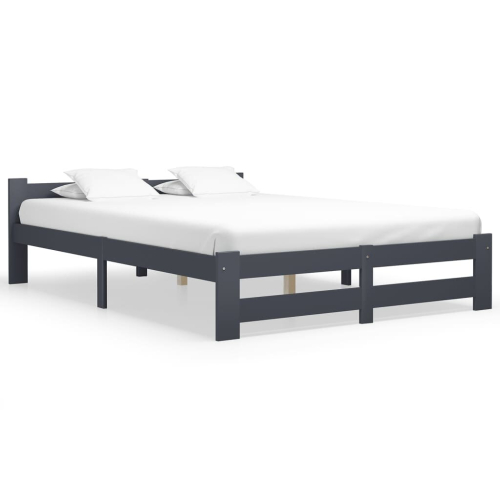 VidaXL vidaXL Solid Pine Wood Bed Frame Dark Grey Bedroom Double Size Bedstead Home