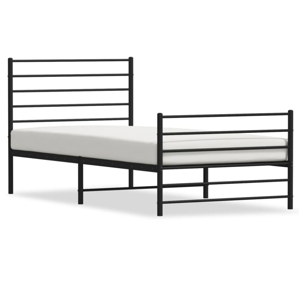 Vidaxl (Black, 107 X 203 Cm/With Headboard & Footboard) Metal Bed Frame With Headboard Bed Base Mattress Foundation Bedstead