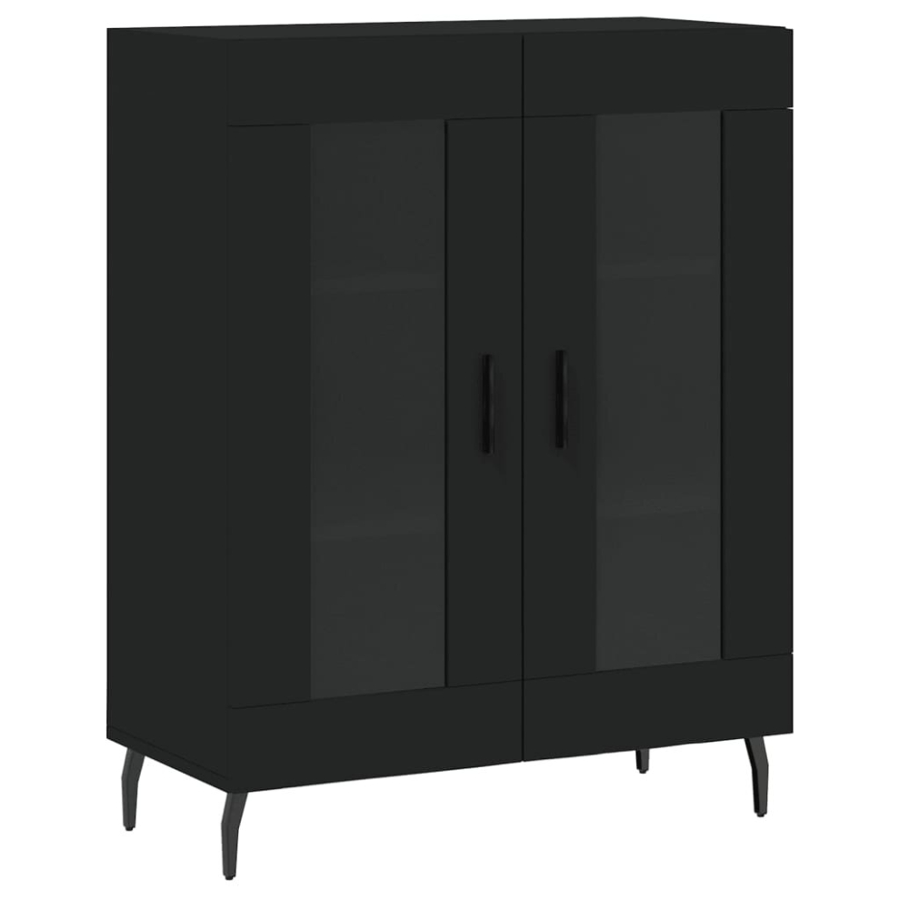 (black) vidaXL Sideboard Storage Cabinet Cupboard Side Cabinet Black Engineered Wood