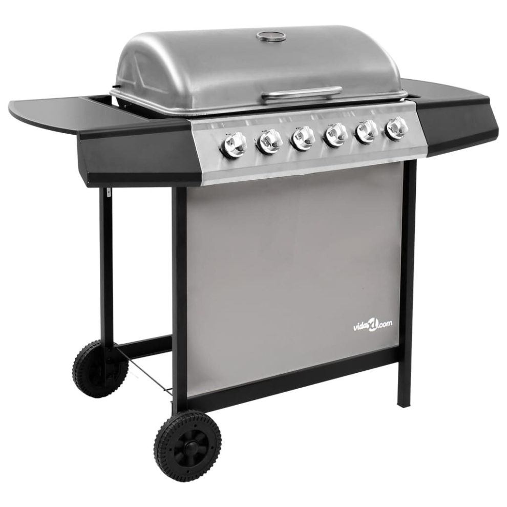 Vidaxl Vidaxlgas Bbq Grill With 6 Burners Black And Silver Barbecue Outdoor Cooker