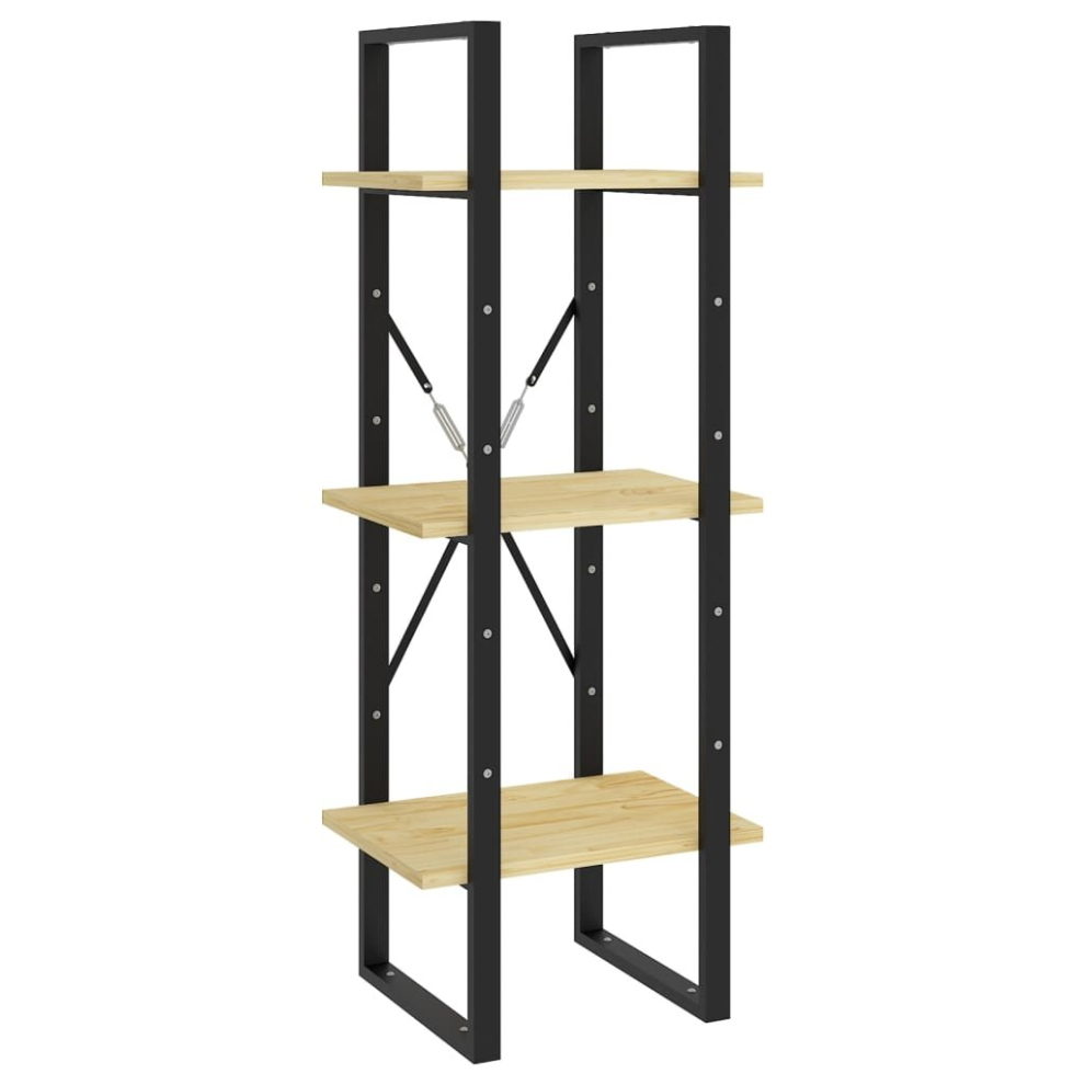 Vidaxl Solid Pinewood 3-Tier Book Cabinet Bookcase Storage Rack Book Shelf